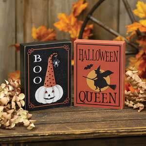 Halloween Queen Vintage Look Box Sign, 2 Asstd.