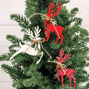 Woodland Pine & Bell Deer Ornament, 3 Asstd. 38778;