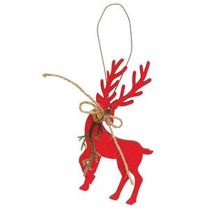 Woodland Pine & Bell Deer Ornament, 3 Asstd. 38778;