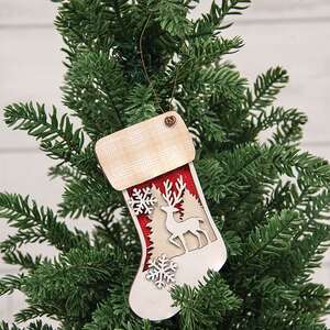 Woodland Deer & Snowflake Stocking Ornament 38781;