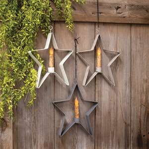 Star 4" Taper Holder - Stoneware Colors - 3 asst - 46353;