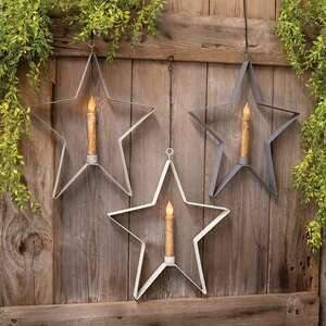 Star 6" Taper Holder - Stoneware Colors - 3 asst - 46354;