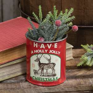Holly Jolly Christmas Metal Can -