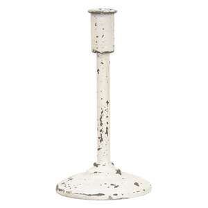 Distressed White Candle Holder - 9"  -
