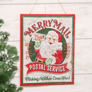 Metal Retro Merry Mail Postal Service Sign 60514Metal Retro Merry Mail Postal Service Sign 60514;