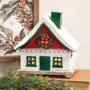 Frosted Winter Tealight Luminary Cottage 60520;
