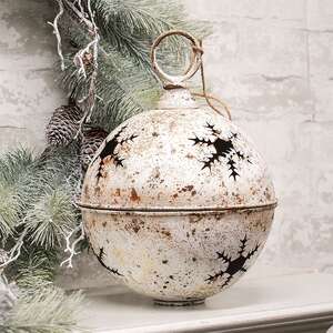 Gleaming Distressed White Metal Snowflake Jingle Bell, 8.25" x 11.5" 60529;