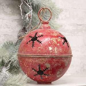 Gleaming Distressed Red Metal Snowflake Jingle Bell, 8.25" x 11.5" 60531Gleaming Distressed Red Metal Snowflake Jingle Bell, 8.25" x 11.5" 60531;
