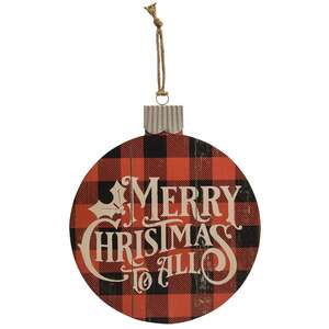 Merry Christmas Buffalo Check Ornament - 70037;