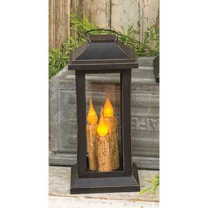 Burnt Ivory 3-Taper Lantern, 10 inch -