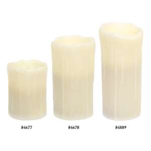 White Dripped 4" Timer Pillar Candle - Amber Light