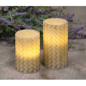 Basketweave Pillar Candle - 4"
