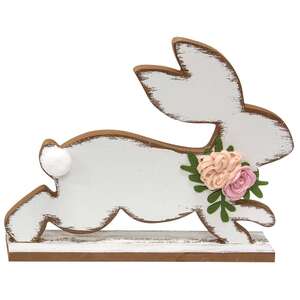 Distressed White Running Easter Bunny -