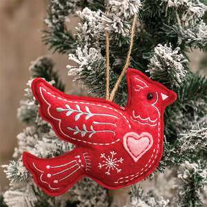 Yuletide Folklore Stuffed Felt Cardinal Ornament CW4023;