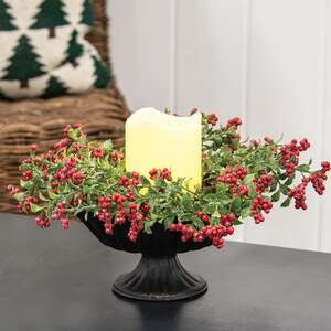 Icy Pepperberry & Leaves Candle Ring, 4.5" QE152546;