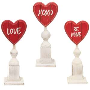 Be Mine Wooden Heart Pedestals, 3 Asst.