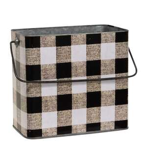 2/Set, Black & White Buffalo Check Canisters w/Handles