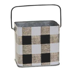 2/Set, Black & White Buffalo Check Canisters w/Handles
