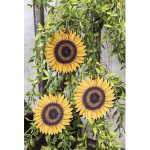 3/Set, Wooden Sunflower Ornaments