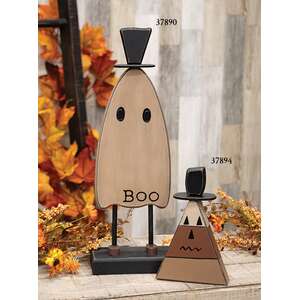 Wooden Top Hat Boo Ghost on Base