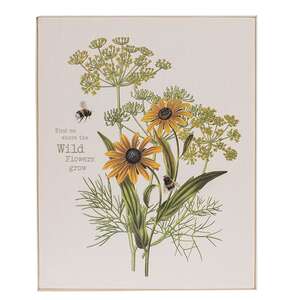 Find Me Where the Wild Flowers Grow Wooden Bees & Flowers Sign 38229;