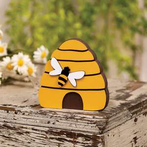 Layered Wood Bee & Beehive Block