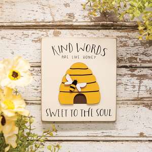 Kind Words Beehive Block Sign