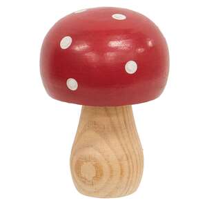 Red & White Dotted Wooden Mushrooms, 3/Set 38432;
