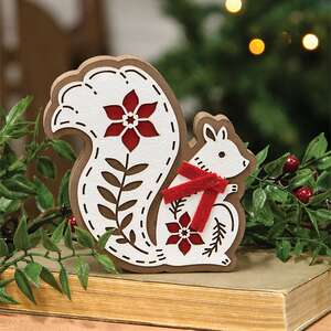 Laser Cut Poinsettia Squirrel Sitter 38663;