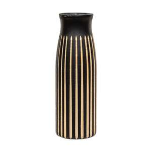 BoHo Etched Black Wooden Vase, 10" 60499;