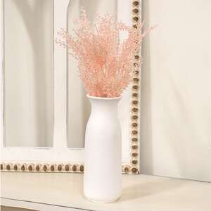White Ceramic Tall Vase, 9.25" H 70224;