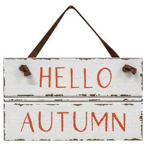90924 Hello Autumn Sign With Suede Hanger;