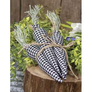 4/Set, Black & White Gingham Carrots