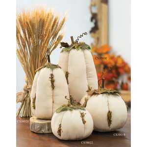Mossy White Stuffed Pumpkin 11"