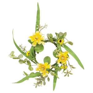 Sunny Chrysanthemum & Daisy Candle Ring, 3.5" QE152540;