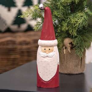 Carved Wood Jingle Bell Santa, 9"H RH232505;