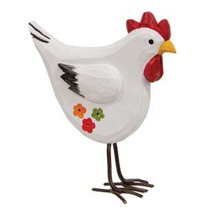 Standing Wooden Chicken with Handpainted Flowers RJA5528;