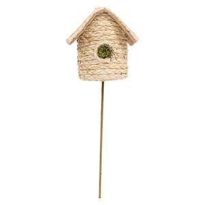 Natural Woven Seagrass Mossy Round Birdhouse Pick SA112521;