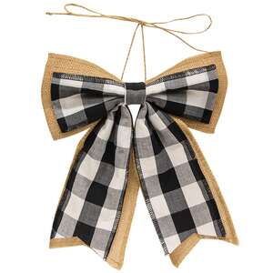 Black & White Buffalo Check & Burlap Bow 14728;