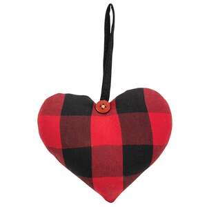 Red & Black Buffalo Check Heart Ornament 14732;