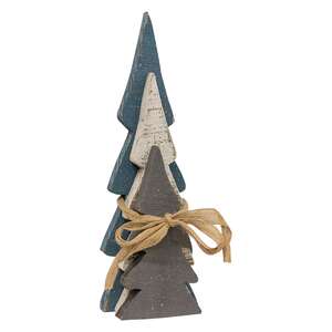 Snowy Farmhouse Colors Wooden Trees, 3/Set