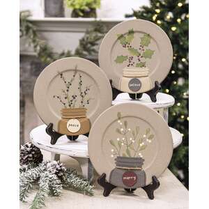 Winter Mason Jar Tag Plate, 3 Asstd.