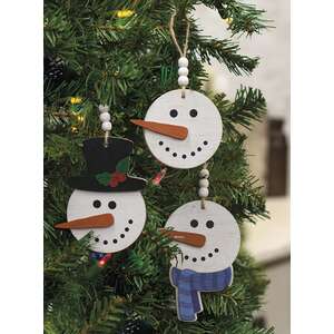 Happy Beaded Snowhead Ornaments, 3/Set