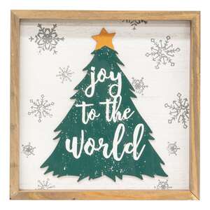 Joy to the World Christmas Tree Framed Sign