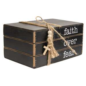 Faith Over Fear Wooden Bookstack