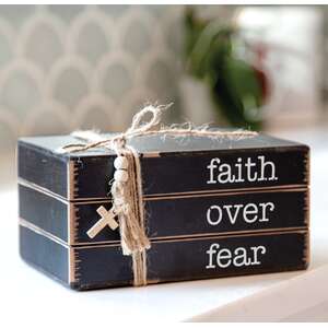 Faith Over Fear Wooden Bookstack