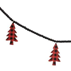 Buffalo Check Christmas Trees Beaded Garland 35536;