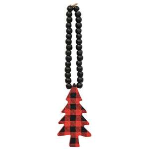 Red & Black Buffalo Check Beaded Christmas Tree Ornament  35537;