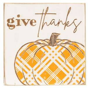 Give Thanks Plaid Pumpkin Block, 2 Asstd. 35538;