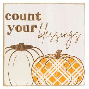 Give Thanks Plaid Pumpkin Block, 2 Asstd. 35538;